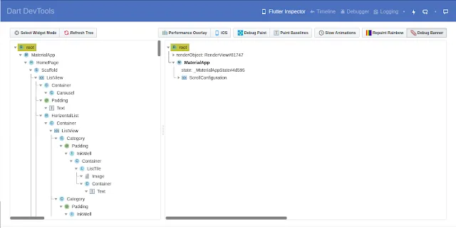 DartDev Tools flutter