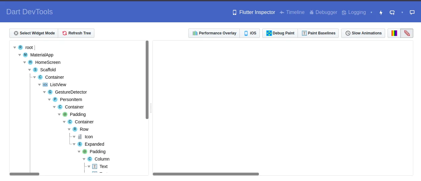 Dart DevTools Connected
