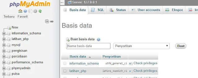 Membuat Database di XAMPP phpmyadmin 3