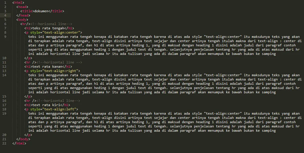 Sample HTML Document Code
