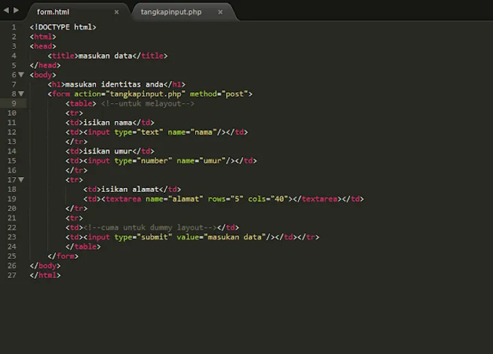 Membuat Form Dengan Input dan Pemrosesan Terpisah di HTML5 dan PHP
