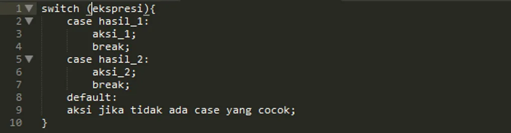 Menggunakan Switch Statment Berbasis PHP